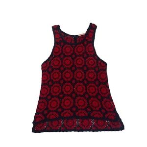 red and black crochet tank